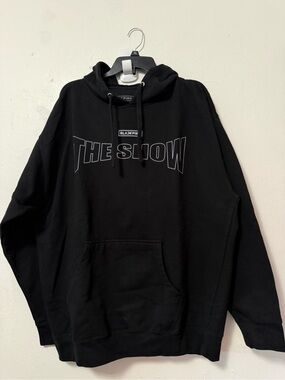 Black Pink The Show Hoodie with white text reading 'THE SHOW' with 'BLACKPINK' a